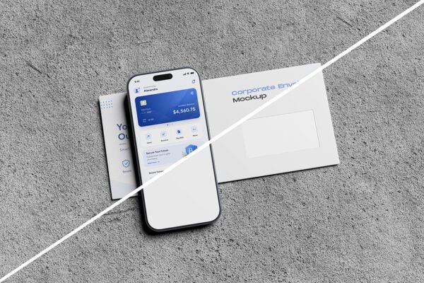 iPhone and Envelope Mockup