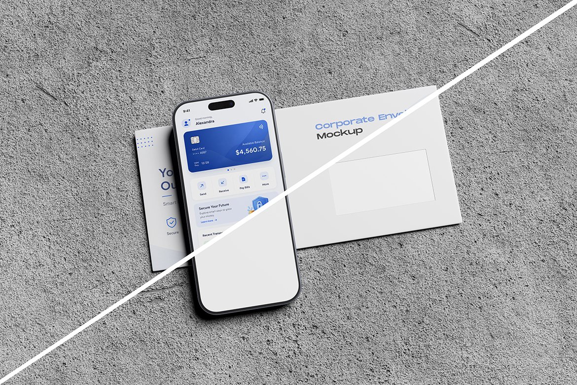 iPhone and Envelope Mockup