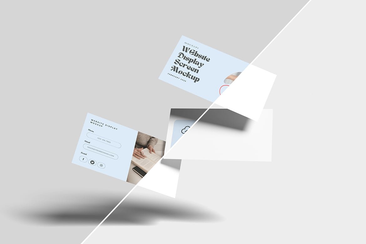Floating Website Screen Display Mockup