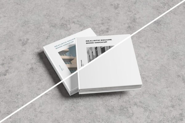 Realistic Square Book Mockup