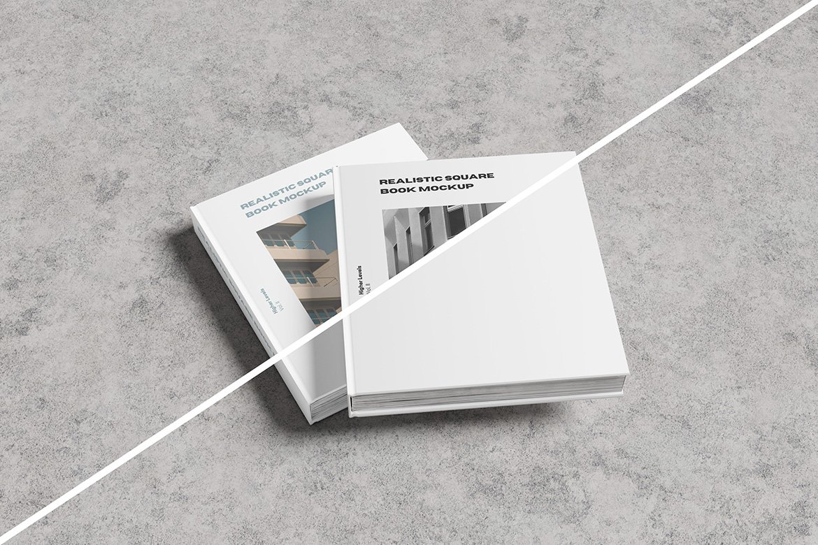 Realistic Square Book Mockup