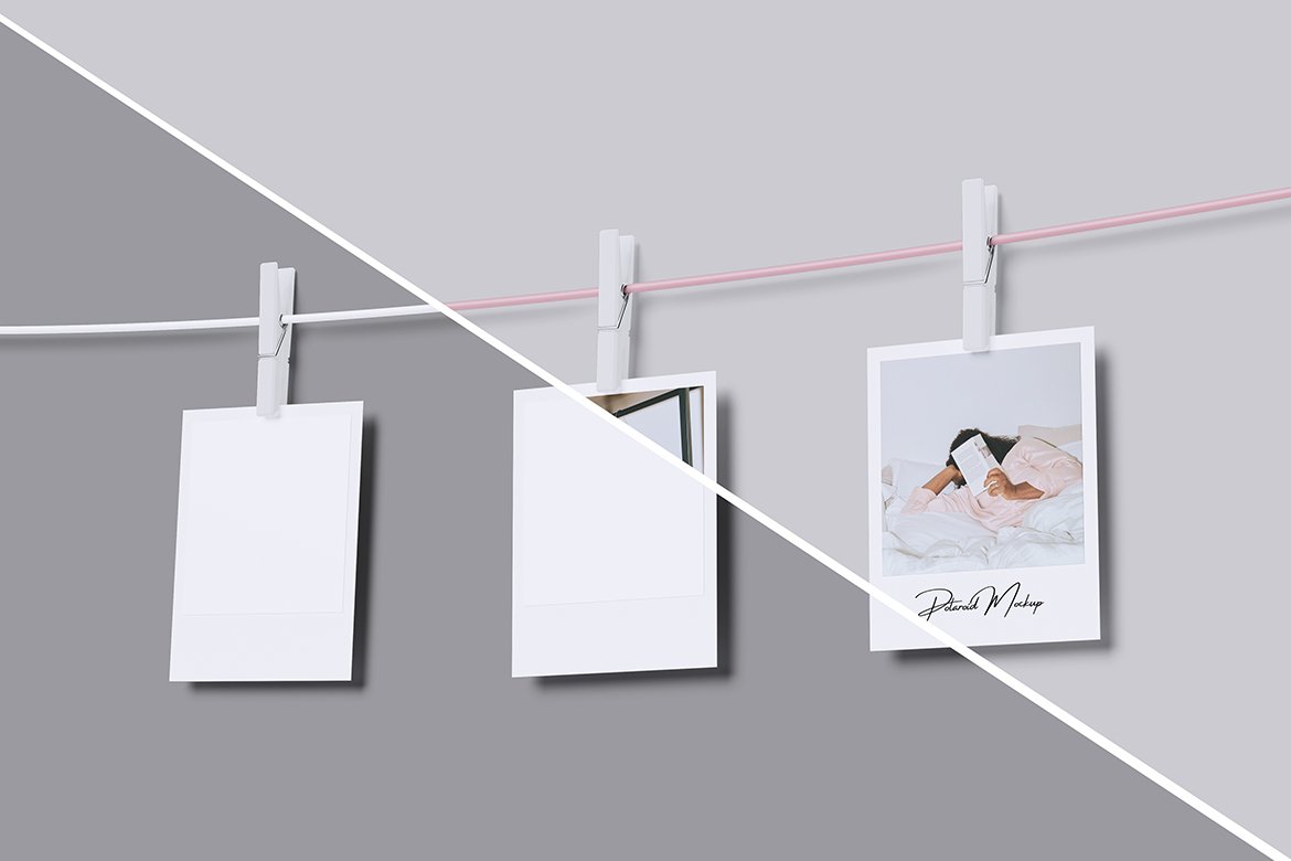 Polaroid Photo Display Mockup