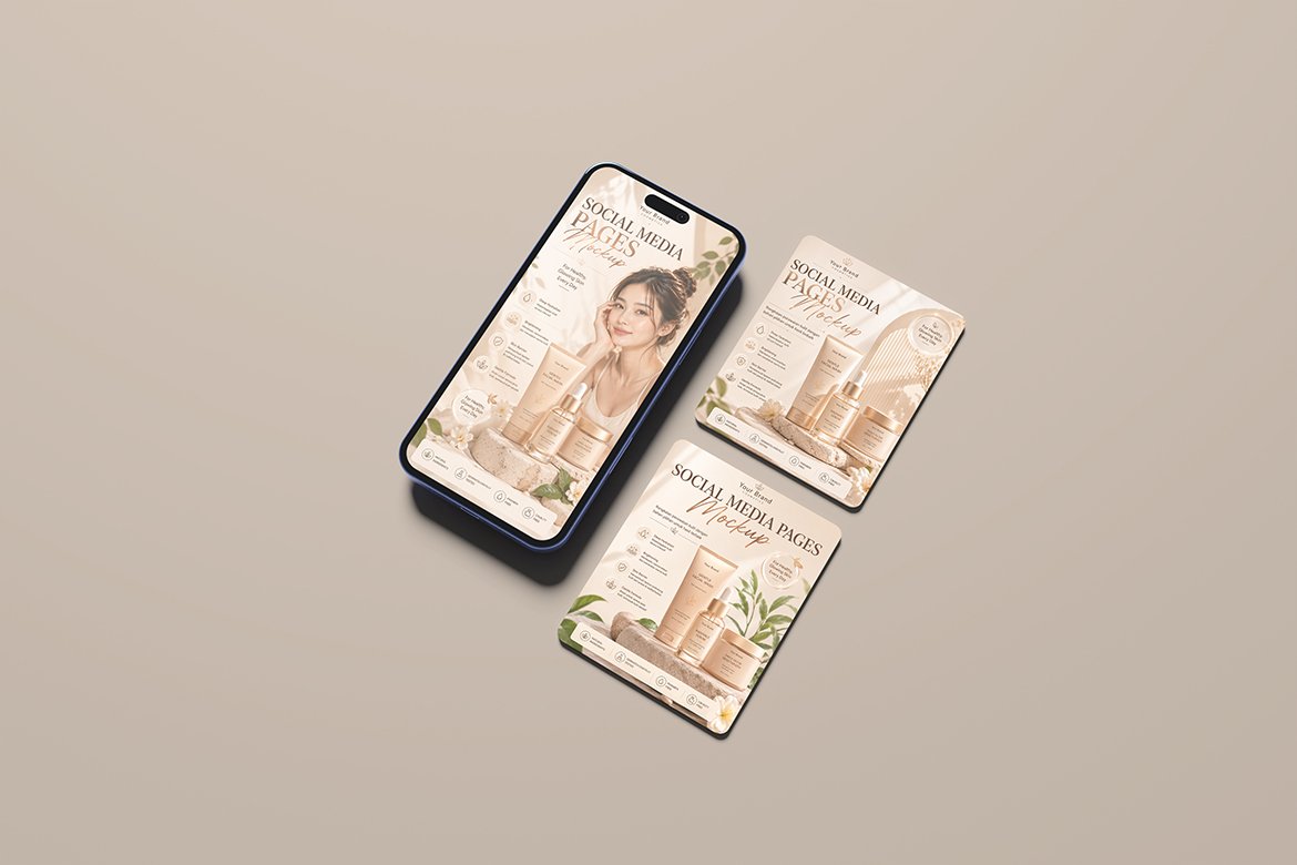 Clean Social Media Pages Mockup